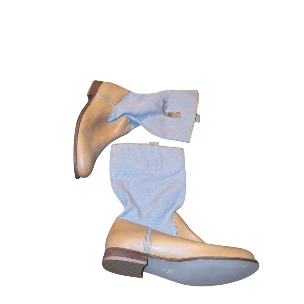 Matisse Festival Slouchy Boots Camel Leather & Canvas Women’s Size 9 - Picture 3 of 4